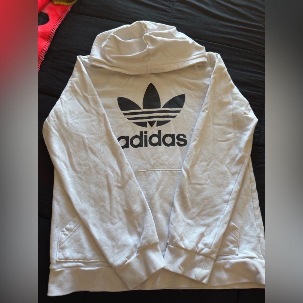 Adidas White Hoodie with Black Trefoil Logo